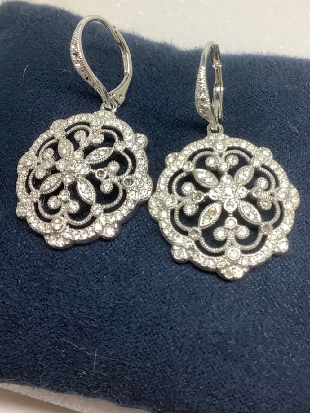 Sterling Silver Filigree Drop Earrings - Floral Design